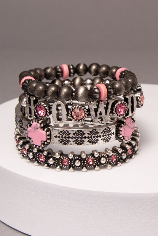 Layla Multi-Layer Beaded Bracelet Set | Pink