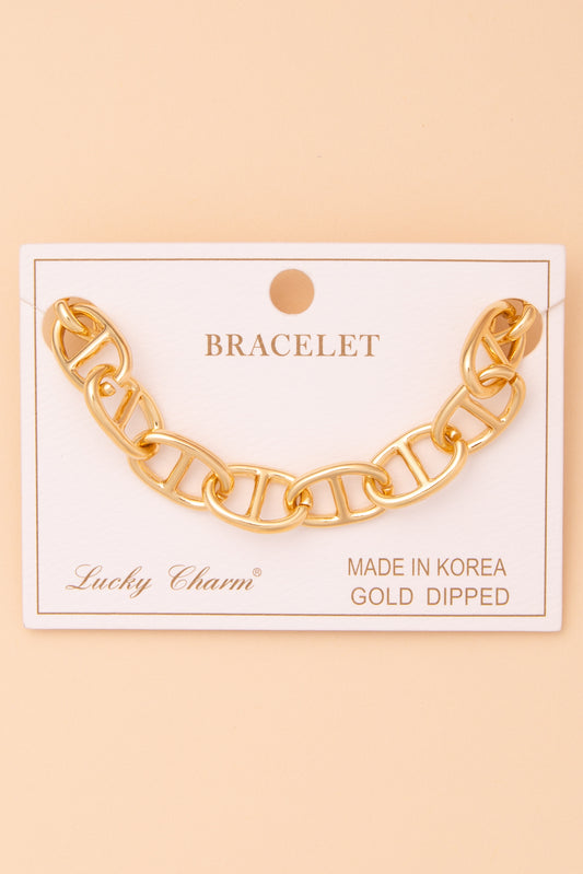 Ruby Polished Chain Link Bracelet in White or Yellow Gold Plating | Gold