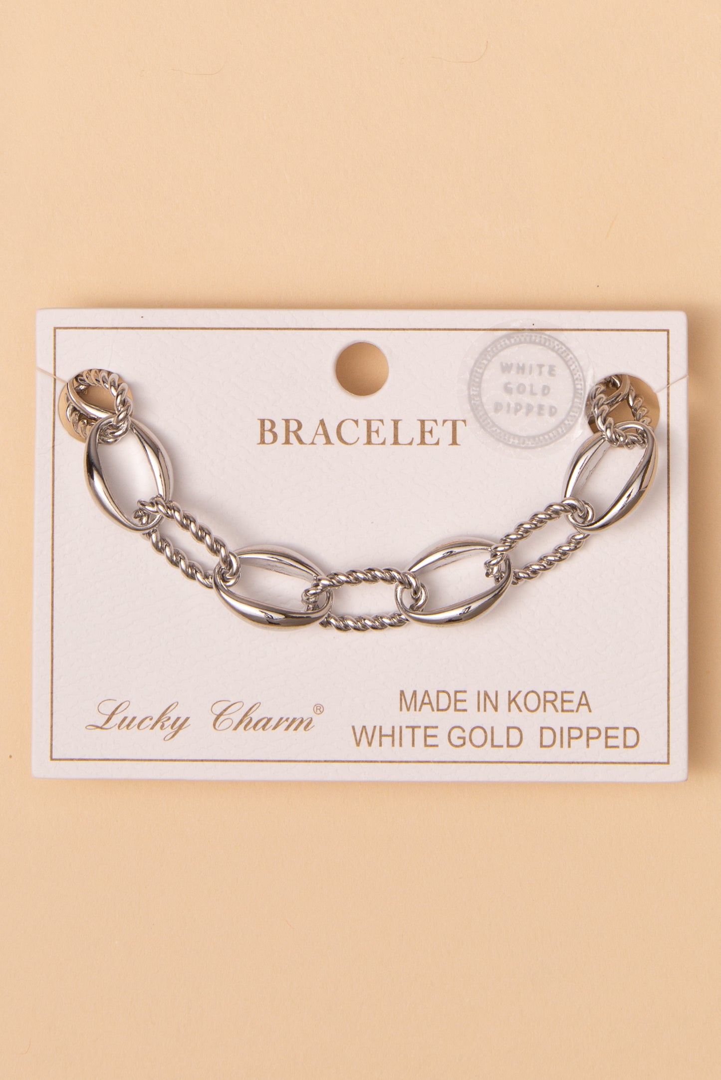 Camila Polished Multi-Textured Patterned Chain Link Bracelet