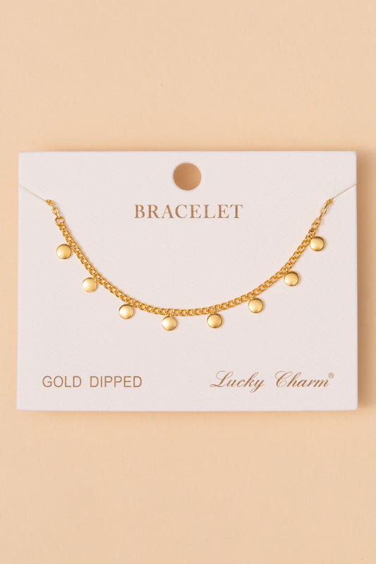 Luna Polished Charm Disc Chain Bracelet | Gold