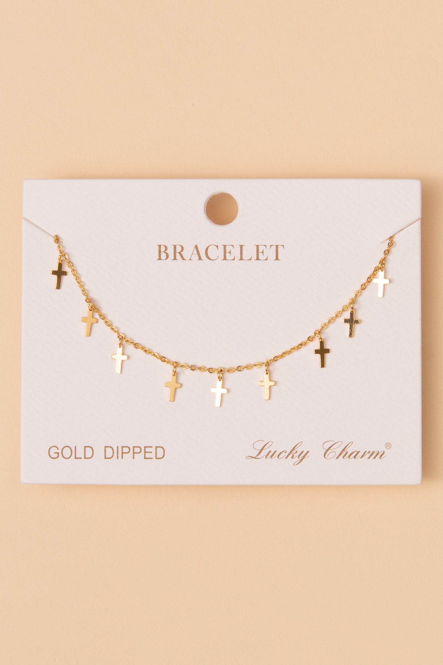 Ava Polished Cross Charm Bracelet | Gold