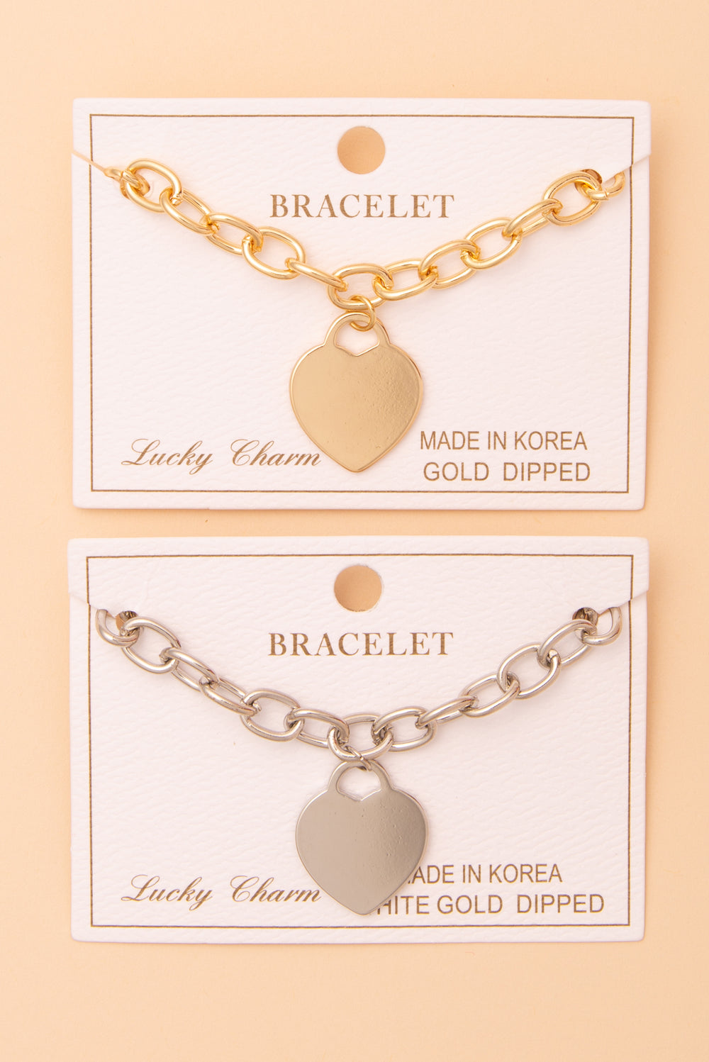 Bella Polished Heart Charm Bracelet