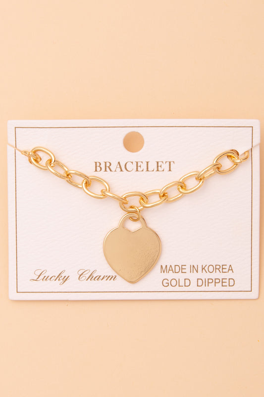 Bella Polished Heart Charm Bracelet | Gold