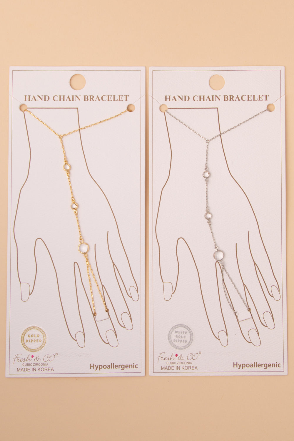 Marina Bezel-Set Round Cut Cubic Zirconia Cable Hand Chain Bracelet