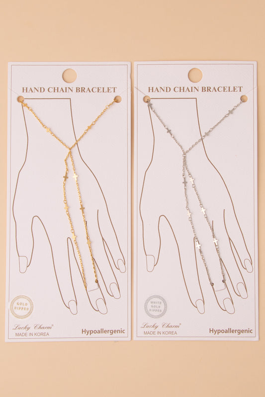 Zoe Cross Charm Hand Chain Bracelet