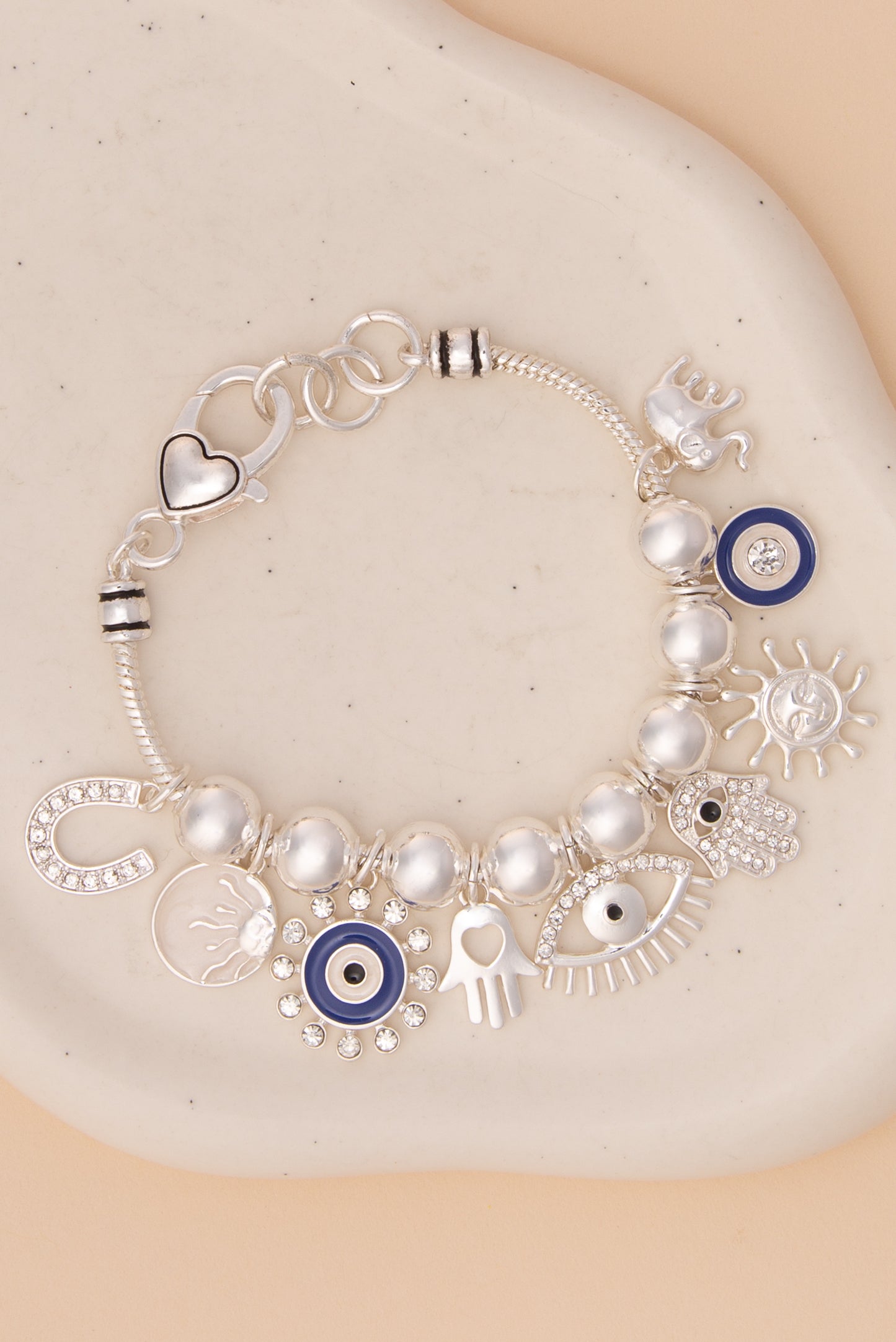 Claire Evil Eye Charm Bracelet with Symbolic Trinkets