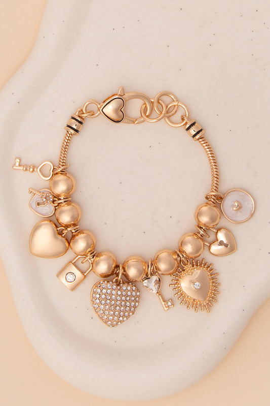 Claire Charm Bracelet with Crystal Rhinestone Embellished | Silver