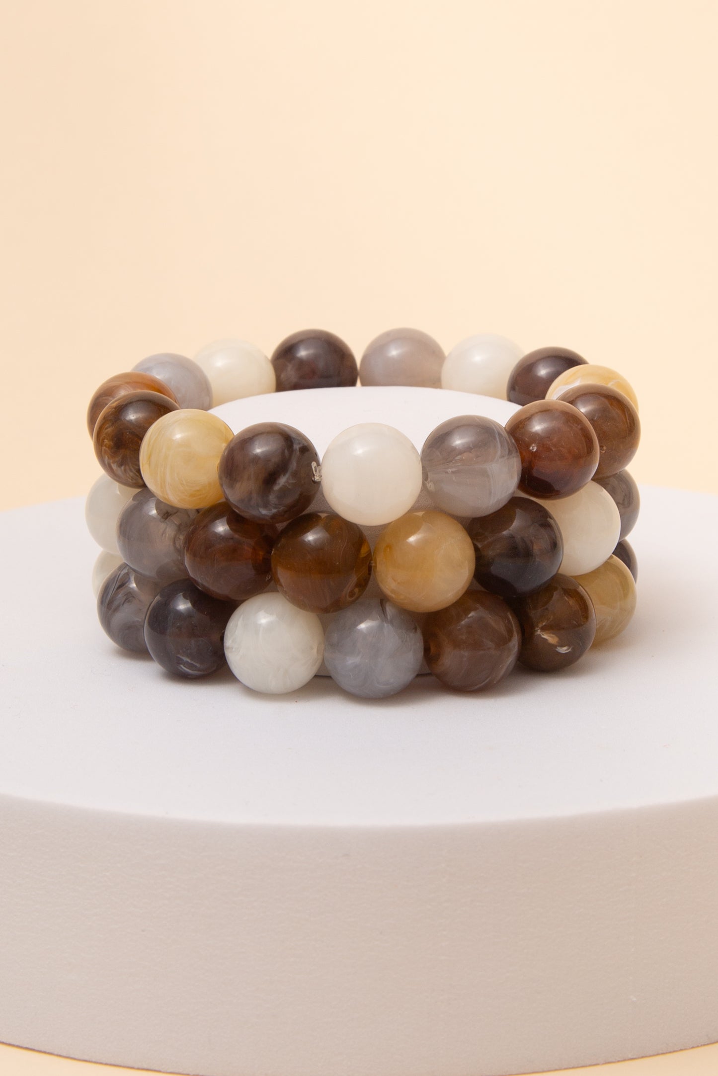 Ariana Multi Color Stone Beaded Stretch Bracelet Set | Grey