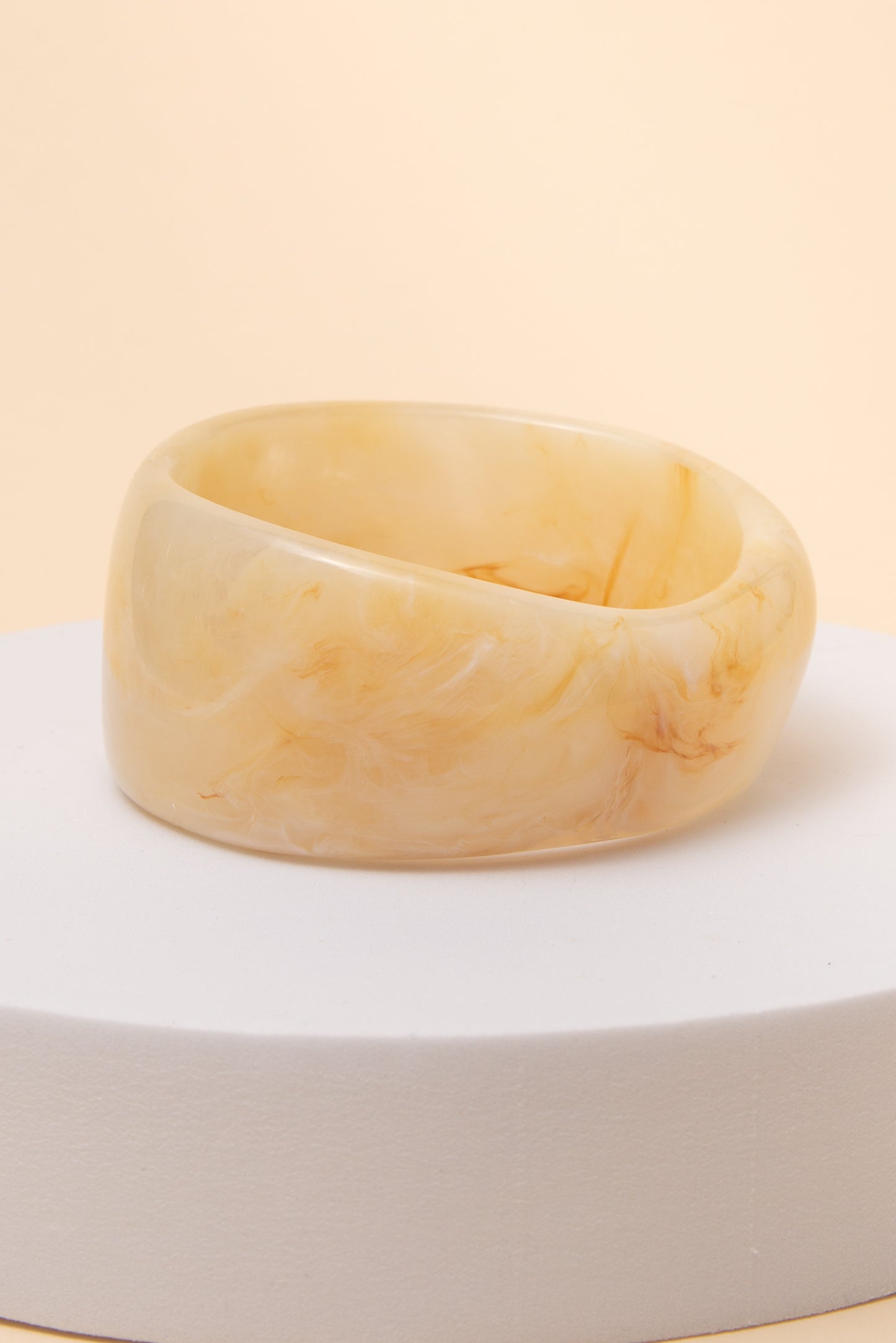 Cora Marbled Resin Bangle Bracelet | Ivory
