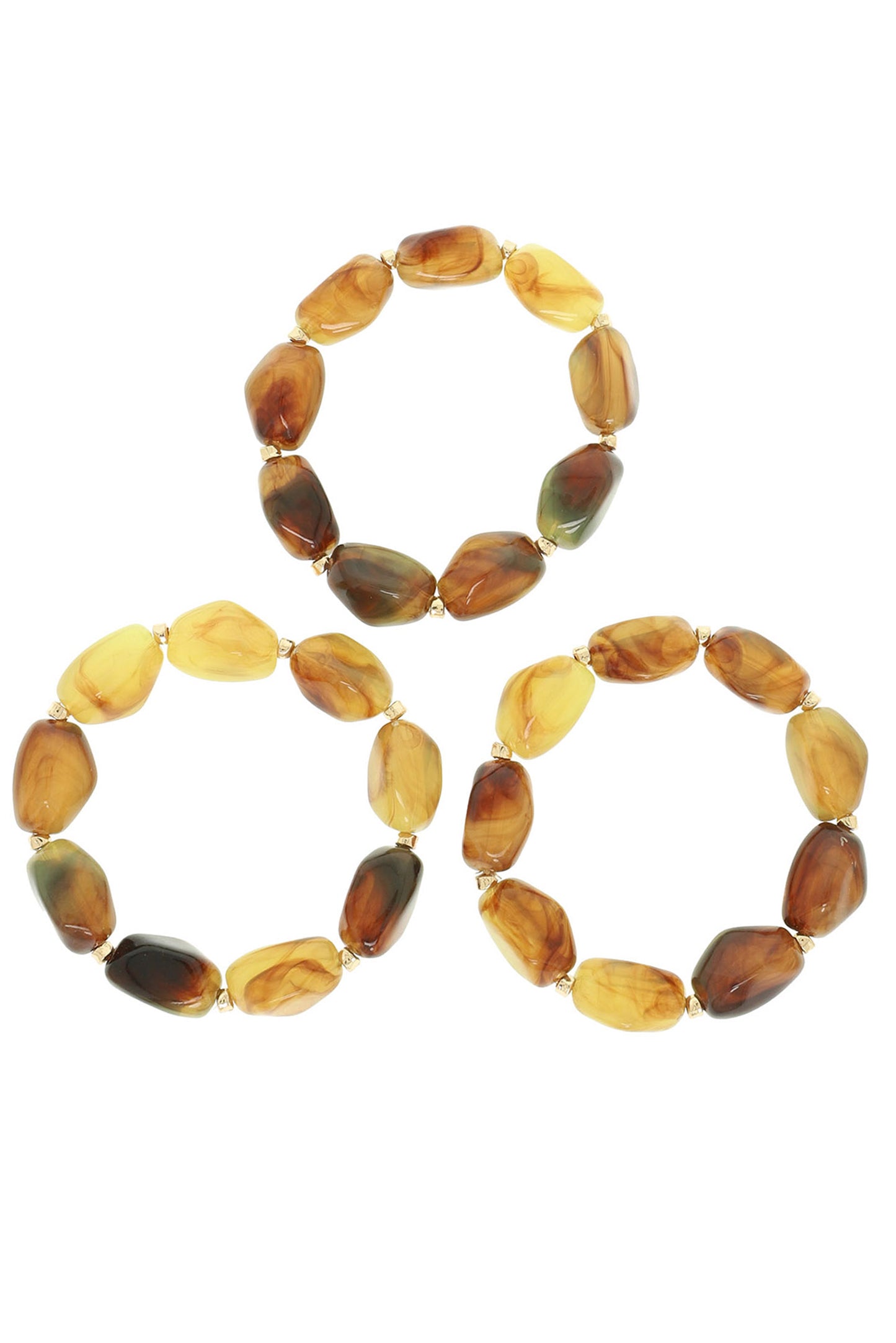 Blair Marble Stone Beaded Stretch Bracelet Set | Brown