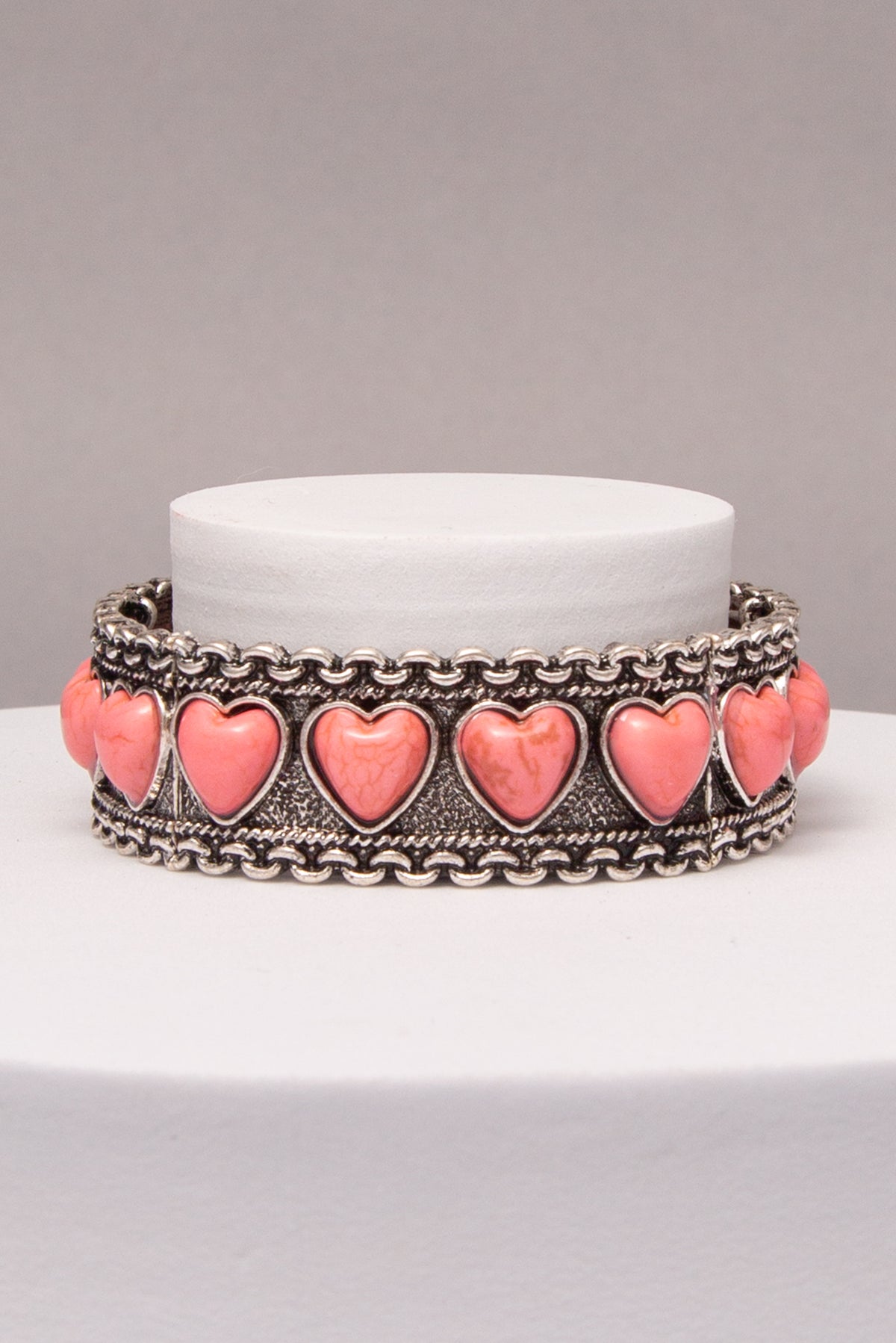 Isabelle Western Heart Stretch Bracelet | Pink