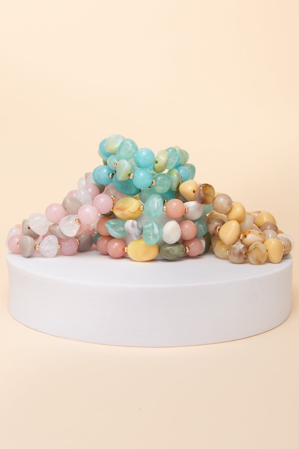 Hannah 3 PC Pastel Mixed Bead Bracelet Set