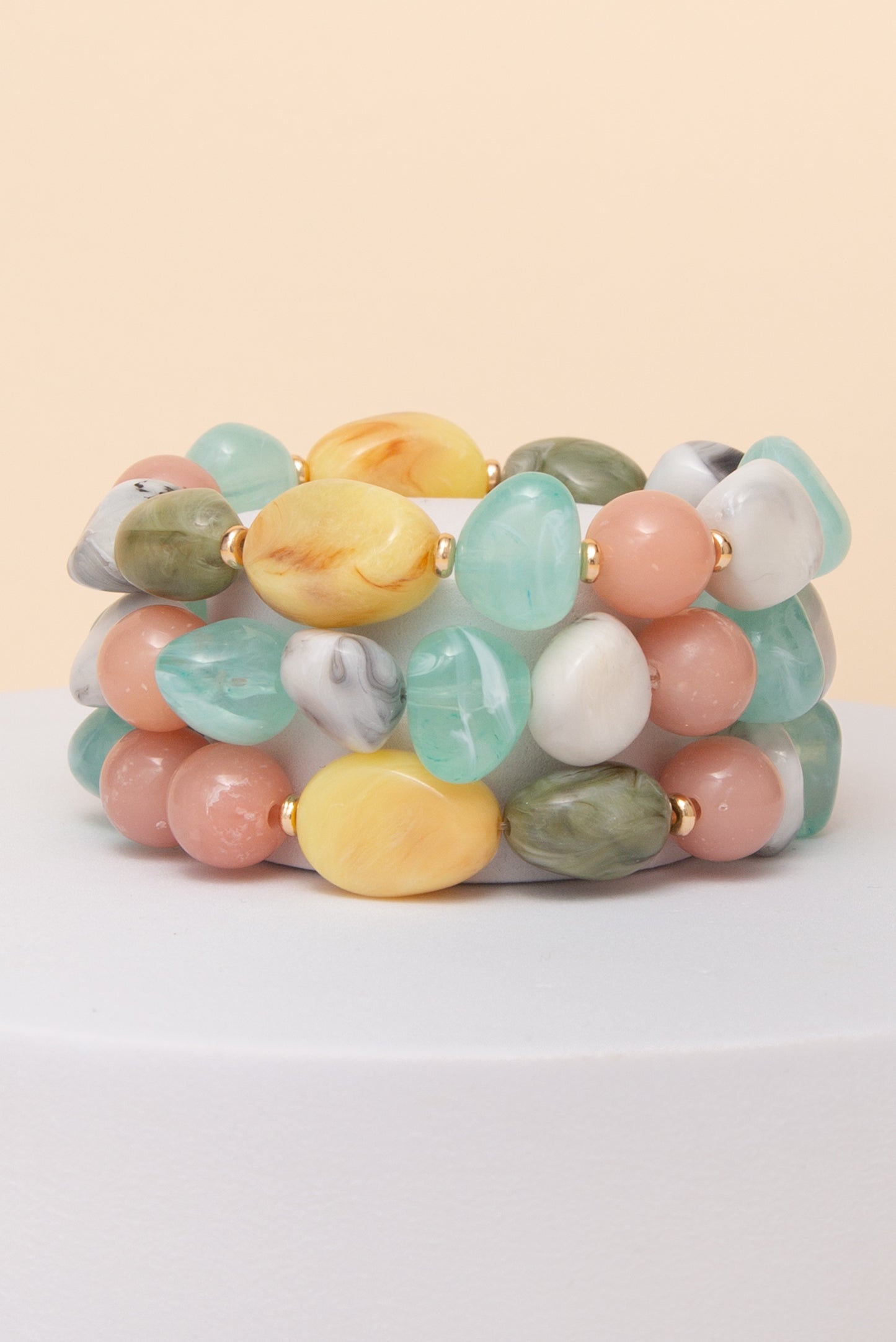 Hannah 3 PC Pastel Mixed Bead Bracelet Set