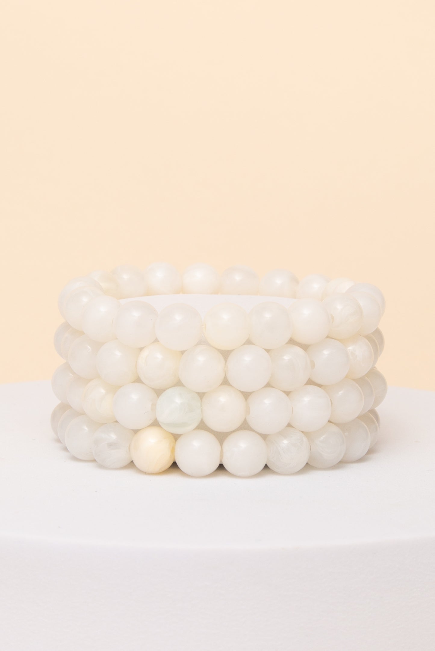 Sienna 4 PC Marbled Pearl Bead Stretch Bracelet Set