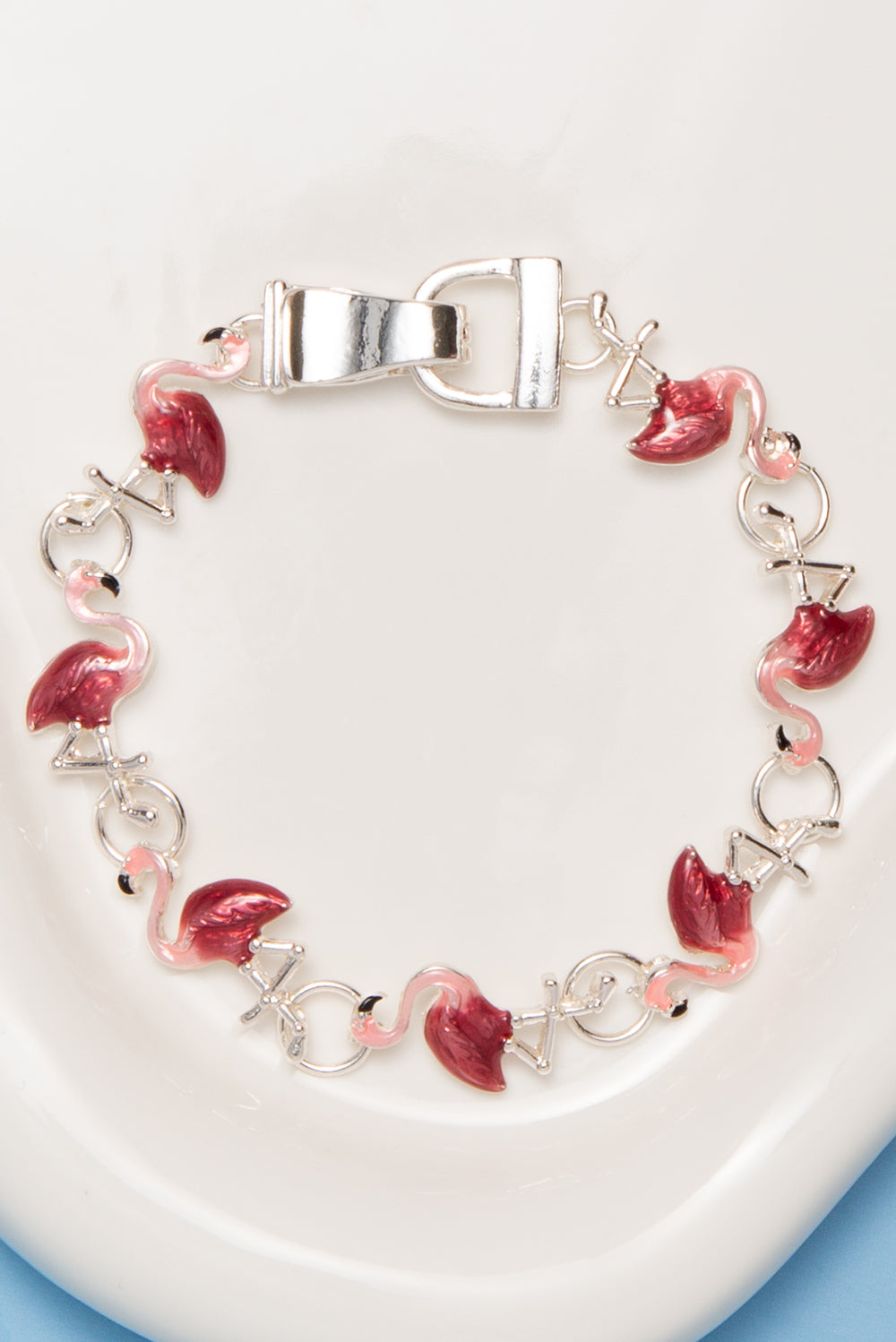 Alice Polished Pink Epoxy Flamingo Link Bracelet