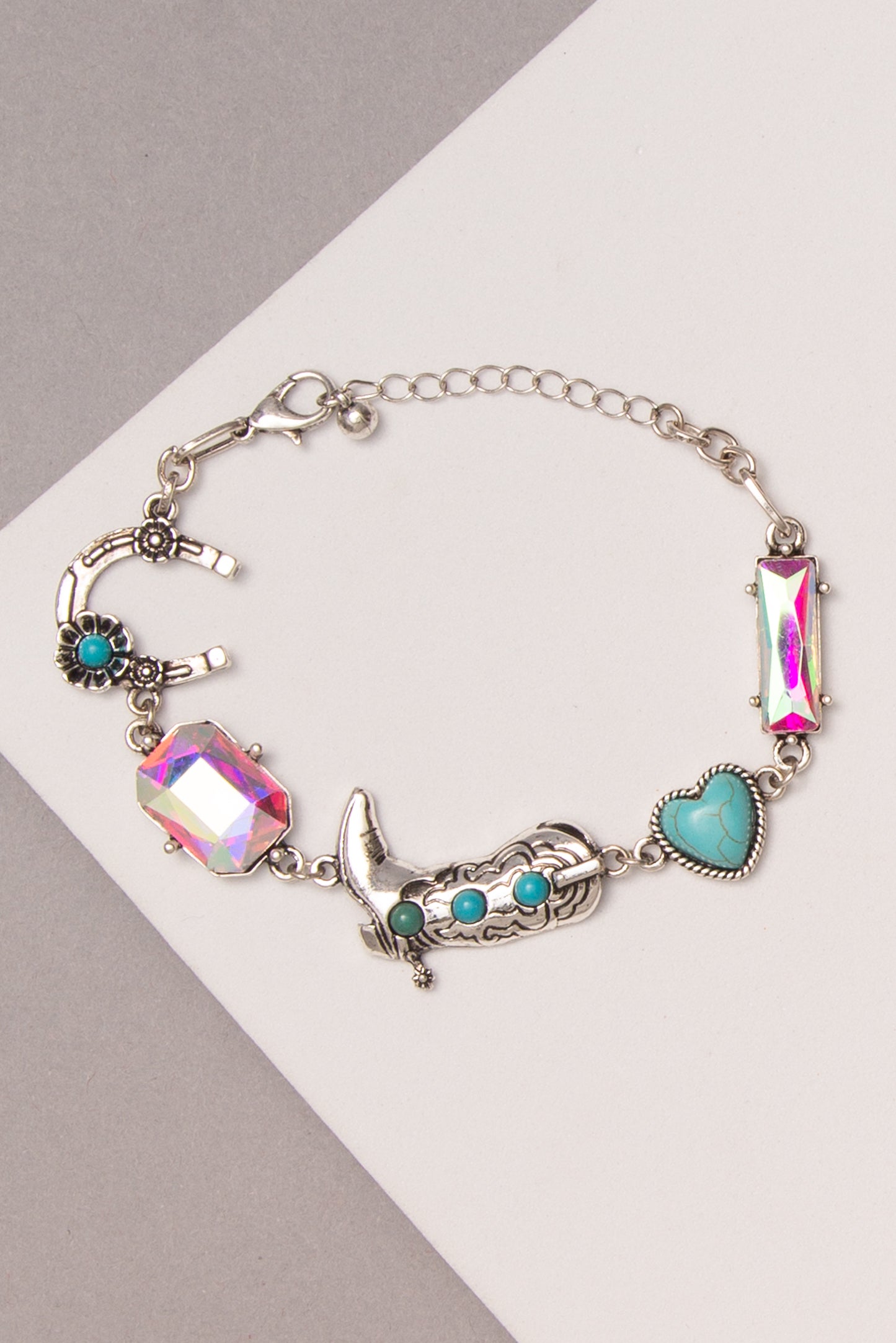 Jocelyn Western Semi Stone Cowboy Boot Bracelet