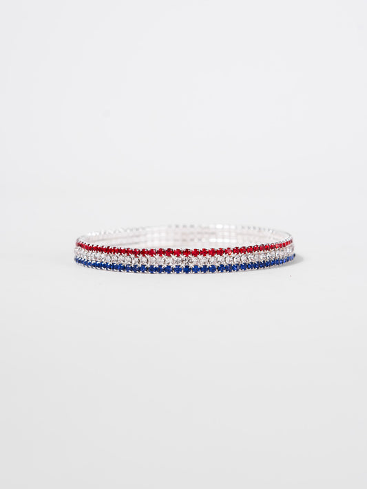 Ariana 4th Of July Rhinestone Wire Stretch Bracelet