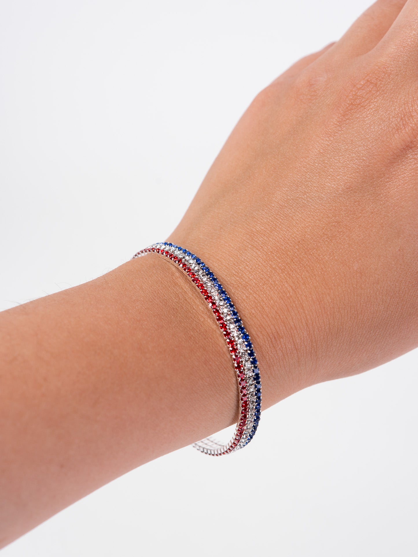 Ariana 4th Of July Rhinestone Wire Stretch Bracelet