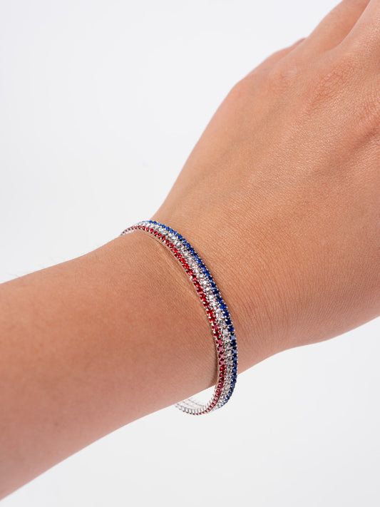 Ariana 4th Of July Rhinestone Wire Stretch Bracelet