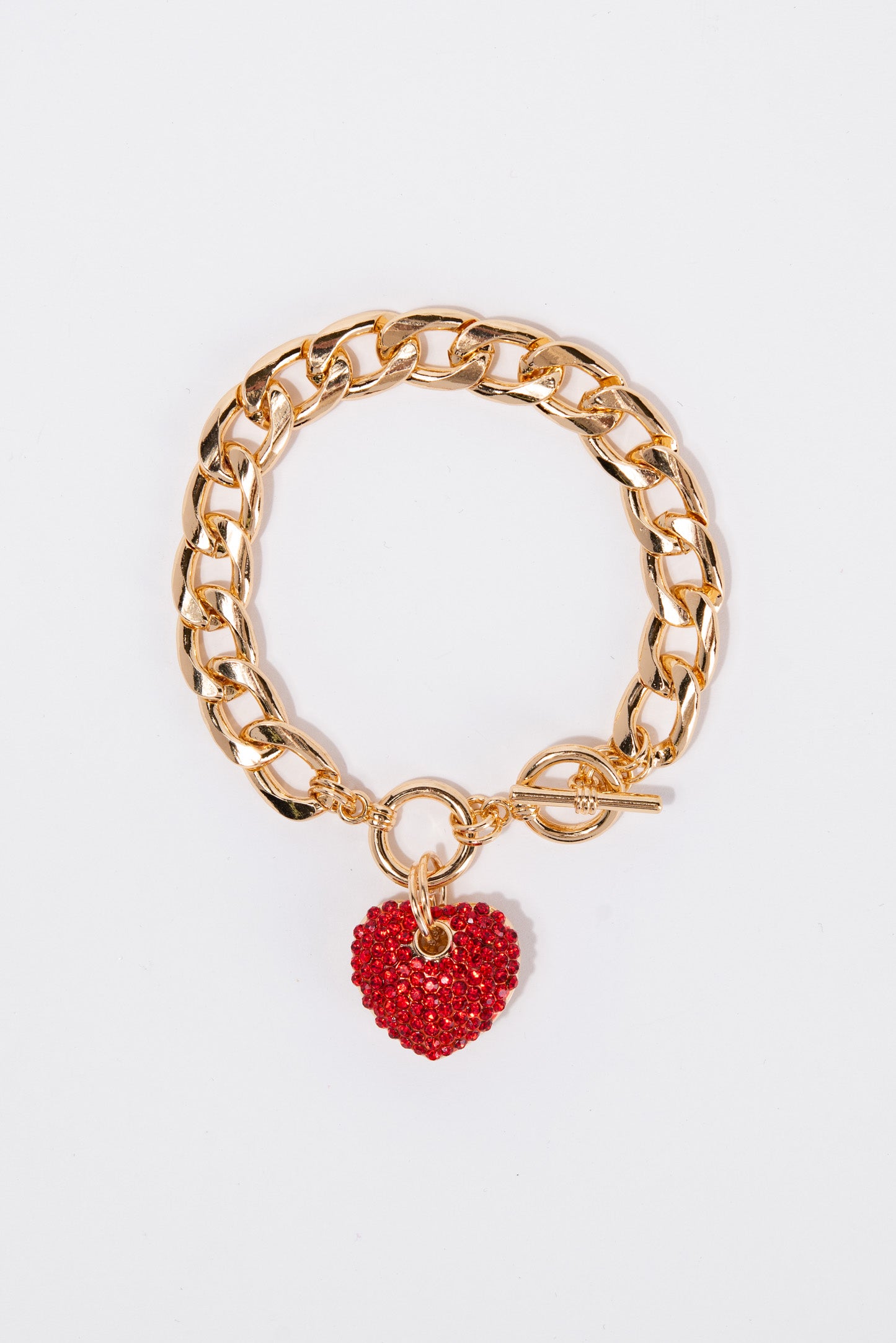 Katherine Heart Charm Chain Toggle Bracelet