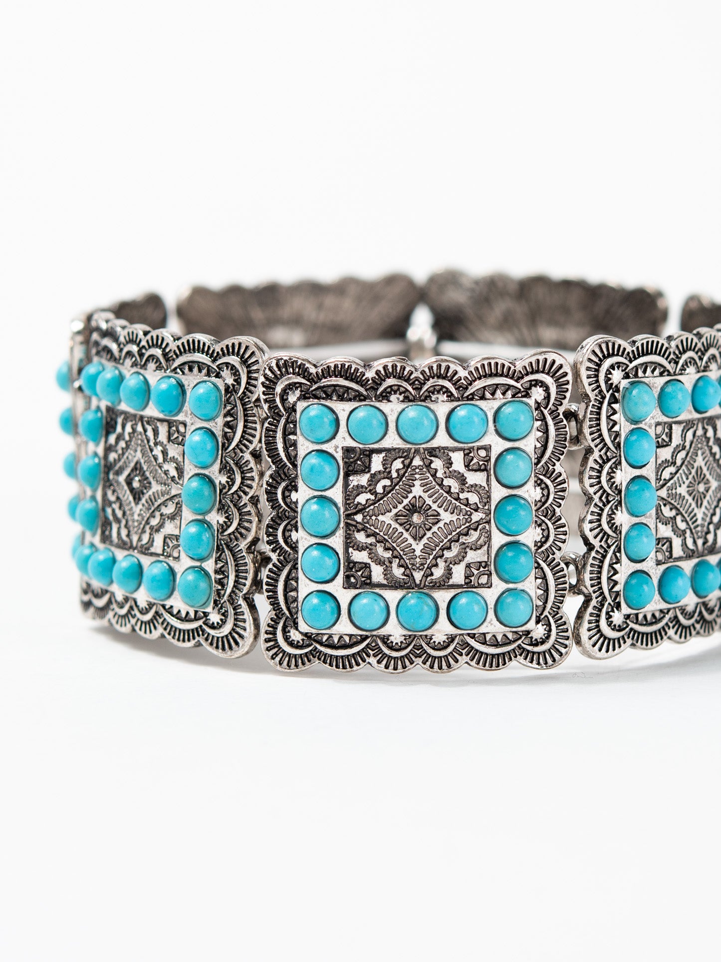 Alyssia Square Concho Stone Western Stretch Bracelet