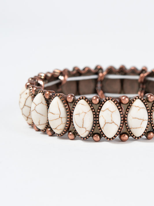 Arabella Western Oval Turquoise Stone Stretch Bracelet | Copper