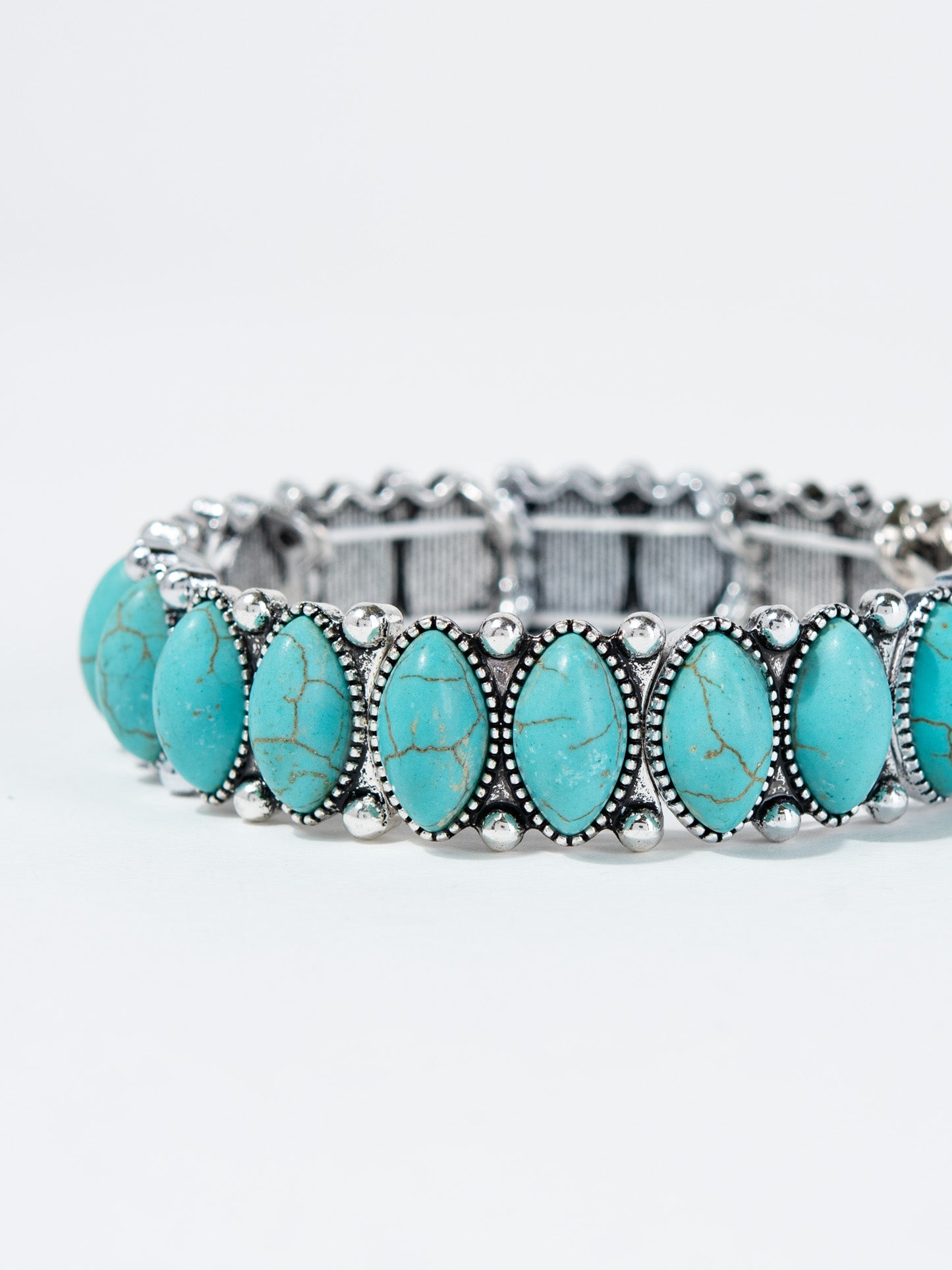 Arabella Western Oval Turquoise Stone Stretch Bracelet