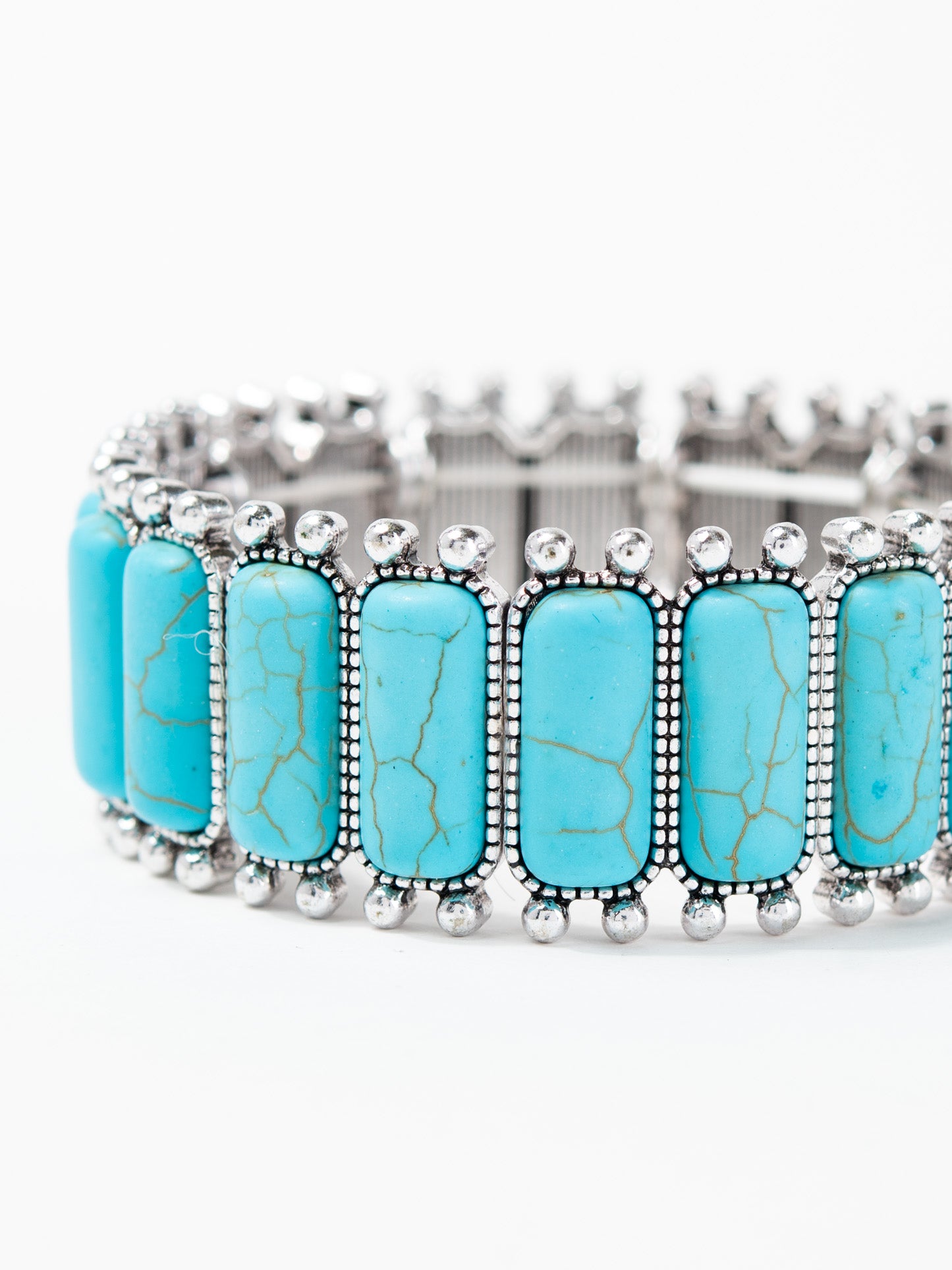 Melanie Western Rectangular Turquoise Stone Stretch Bracelet