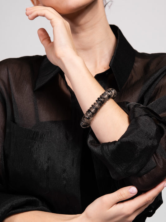 Elle Spiral Plastic Stretch Bracelet | Black