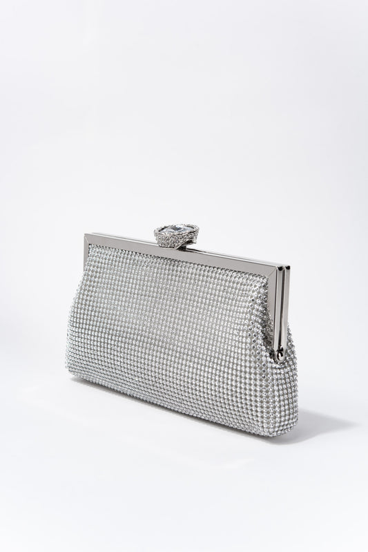 Jaime Rhinestone Clutch Bag | Silver