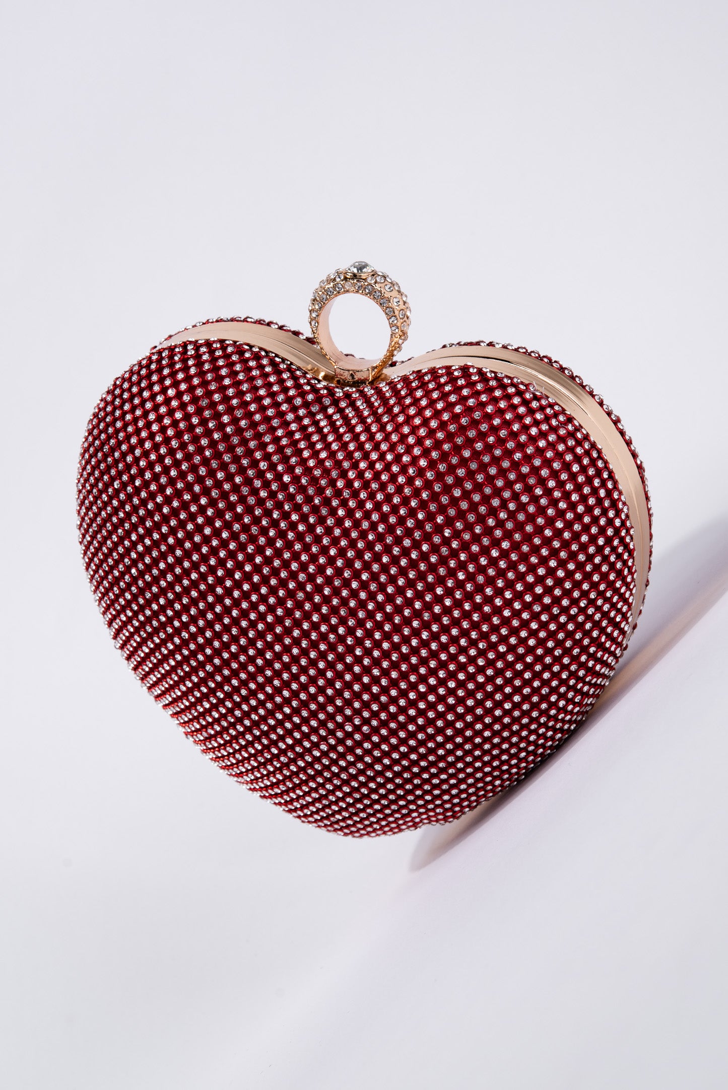 Reese Crystal Heart Shaped Evening Bag Detachable Crossbody