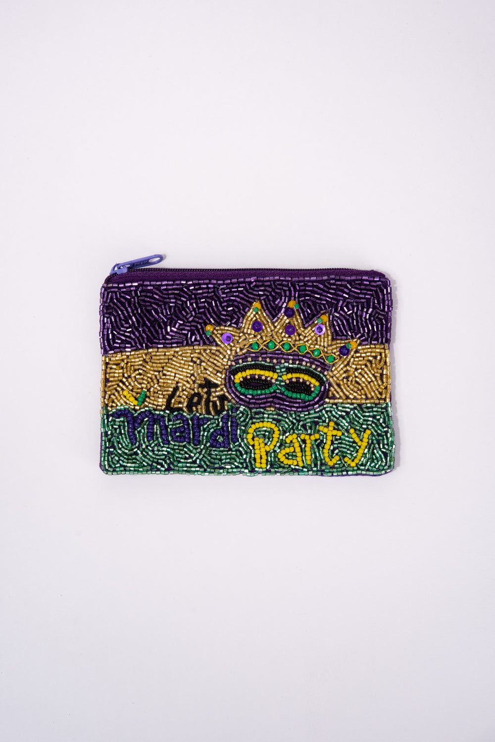 Cecilia Mardi Gras Beaded Zipper Coin Bag