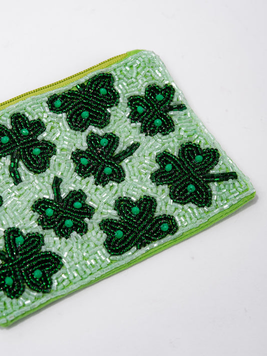 Clover Beaded Coin Bag