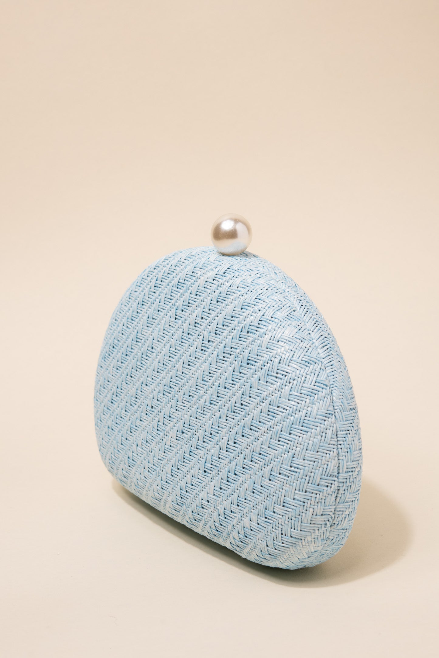 Marcella Woven Capsule Clutch with Pearl Closure