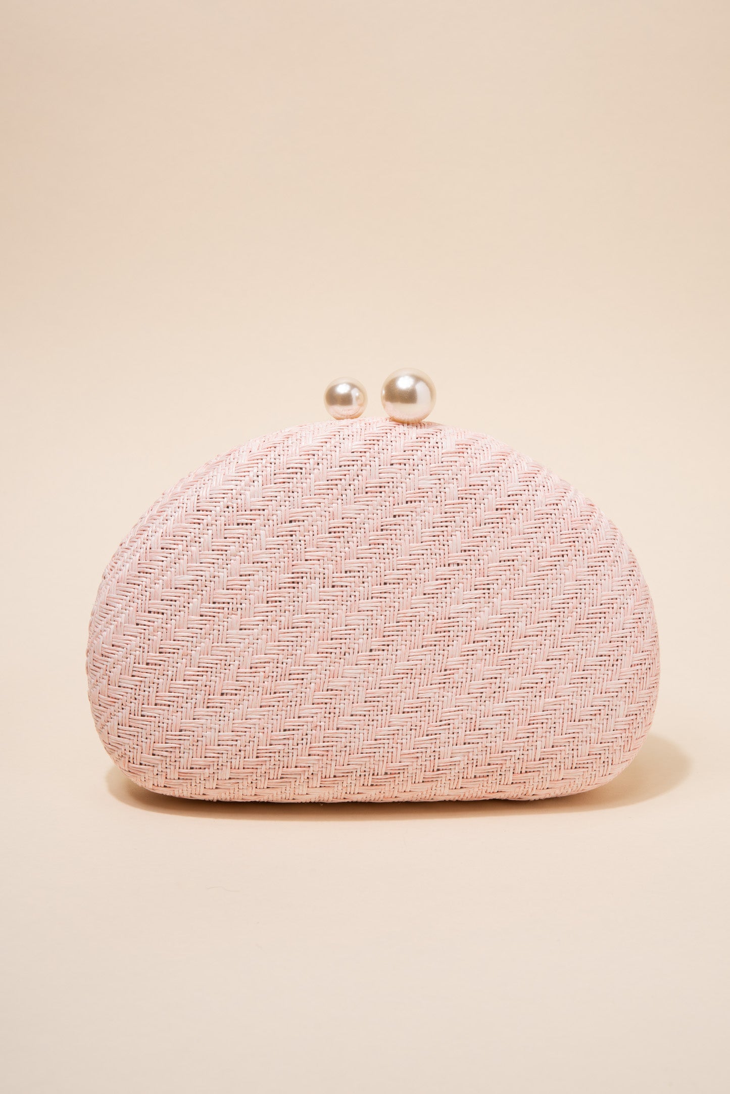 Marcella Woven Capsule Clutch with Pearl Closure