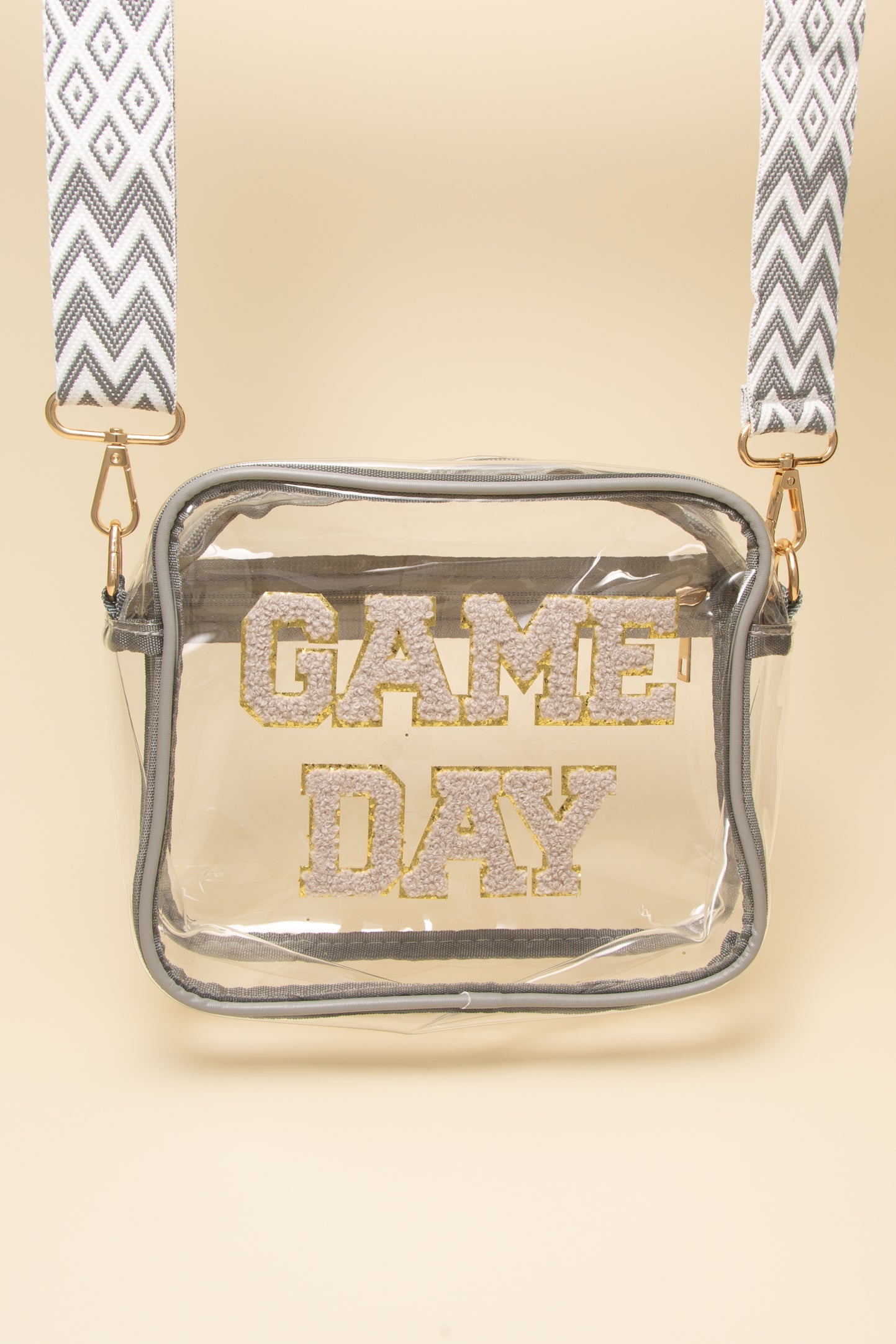 Natalia “Game Day” Fuzzy Chenille Clear Crossbody Bag
