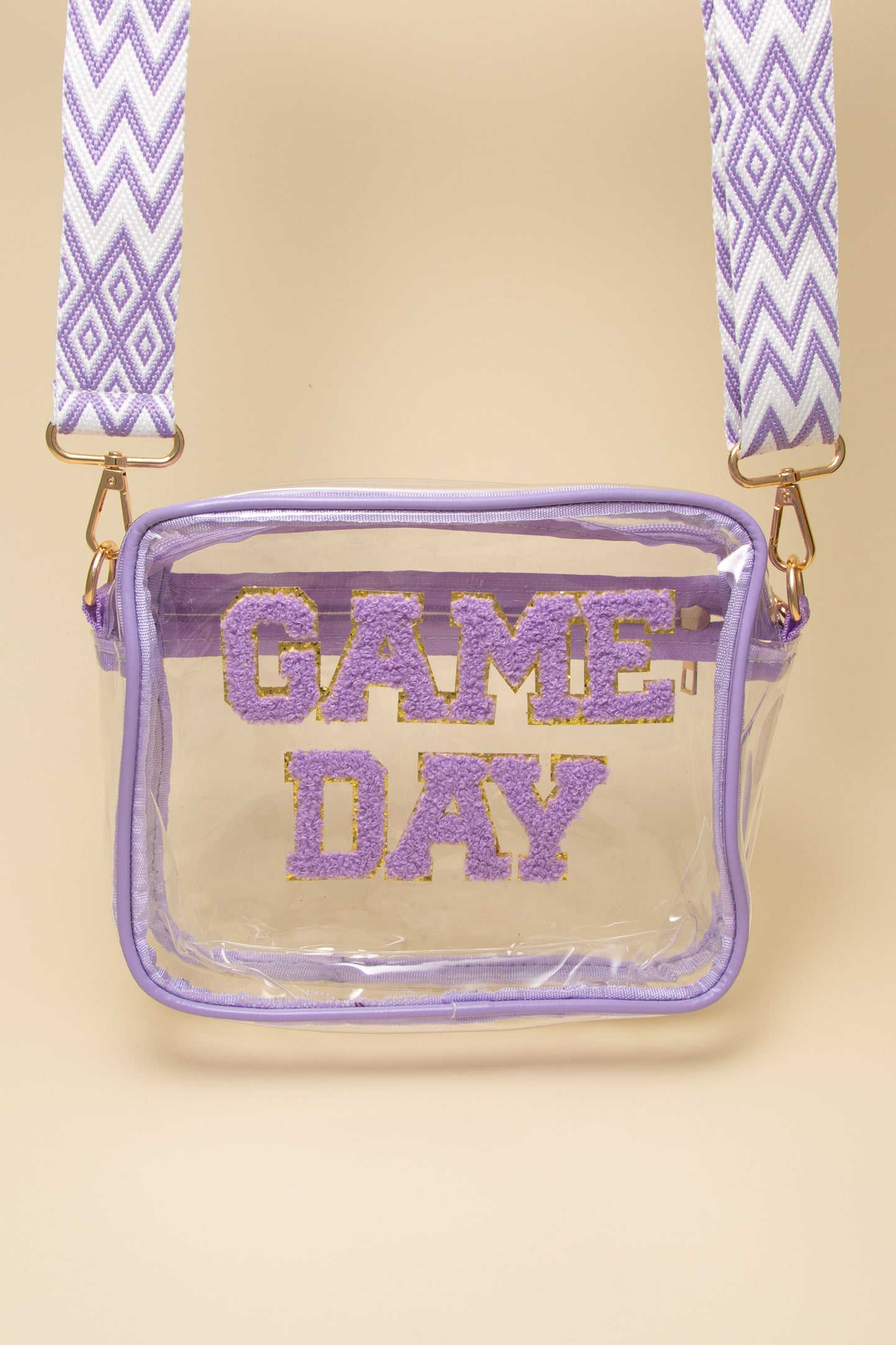 Natalia “Game Day” Fuzzy Chenille Clear Crossbody Bag