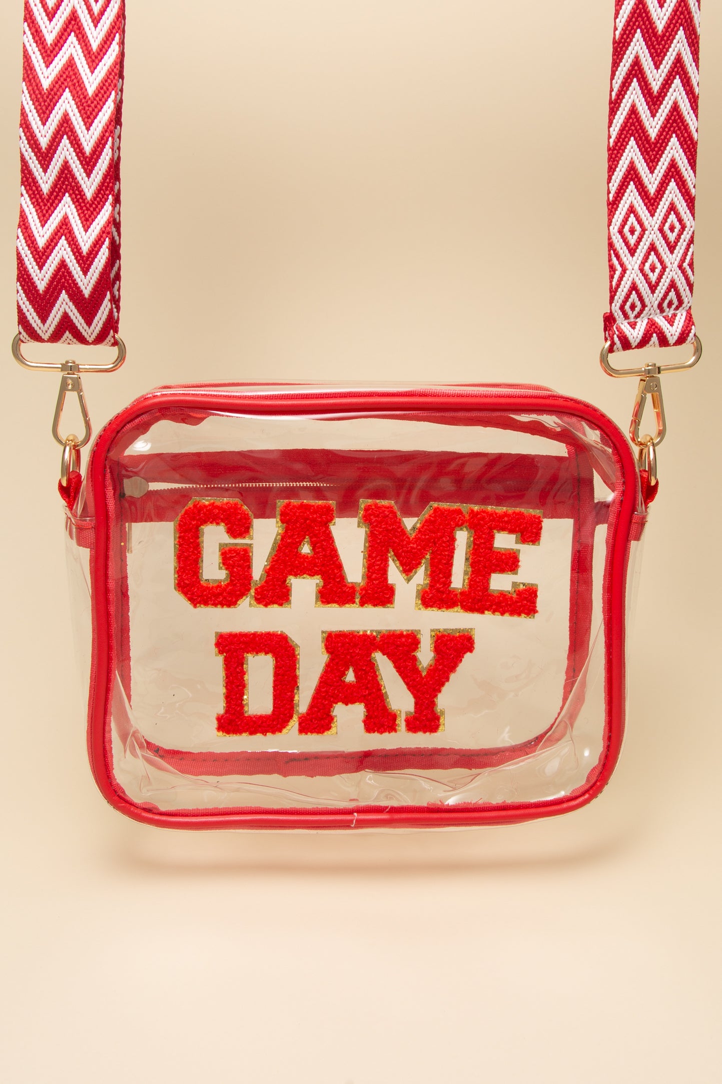 Natalia “Game Day” Fuzzy Chenille Clear Crossbody Bag