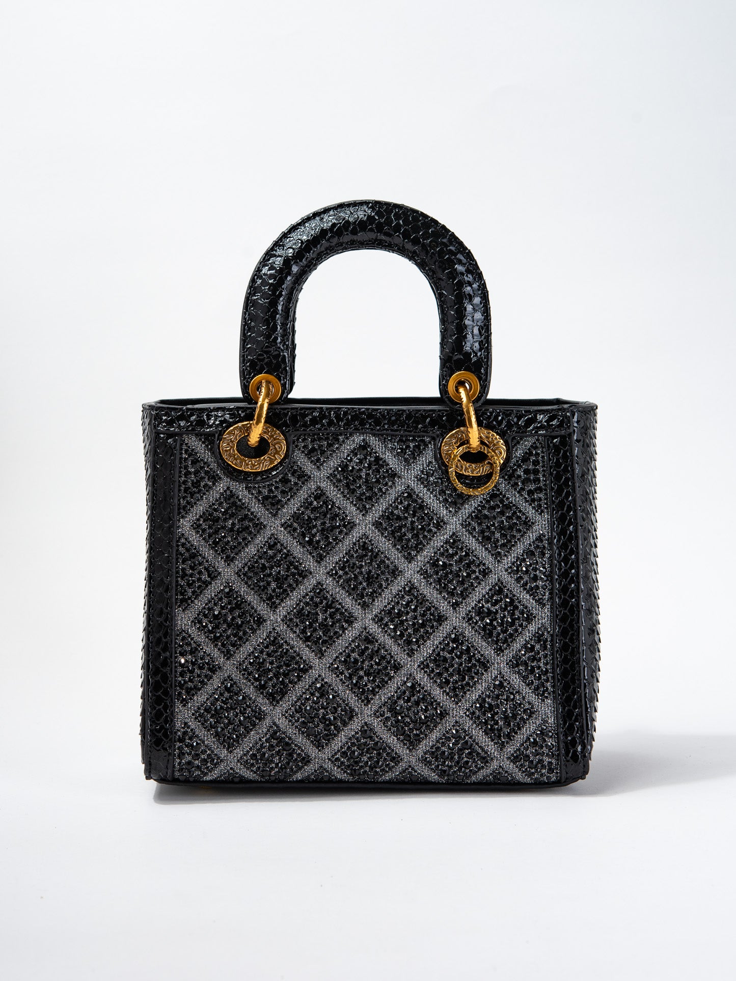 Callista Grid Pattern Rhinestone Snakeskin Convertible Bag