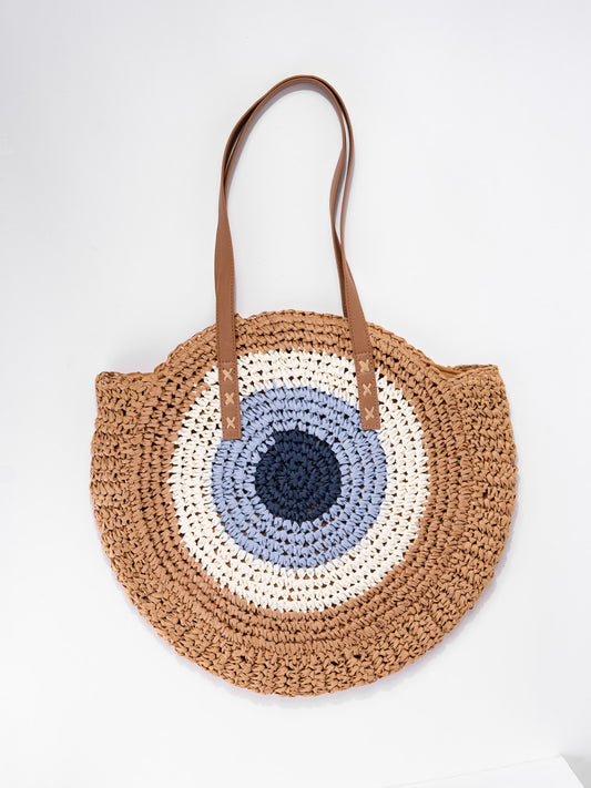 Brielle Oversized Straw Shoulder Bag | Brown