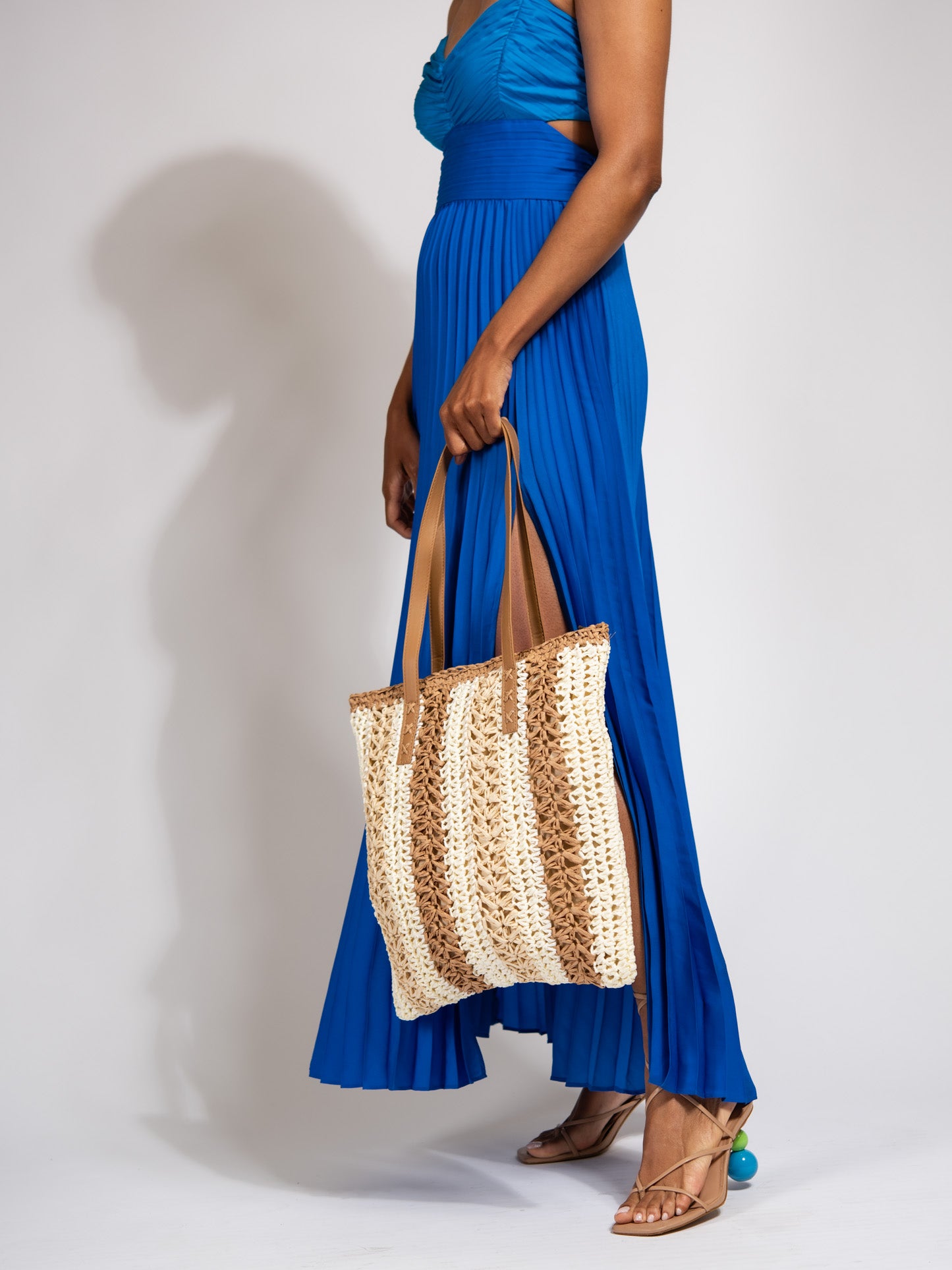 Piper Straw Striped Tote Bag
