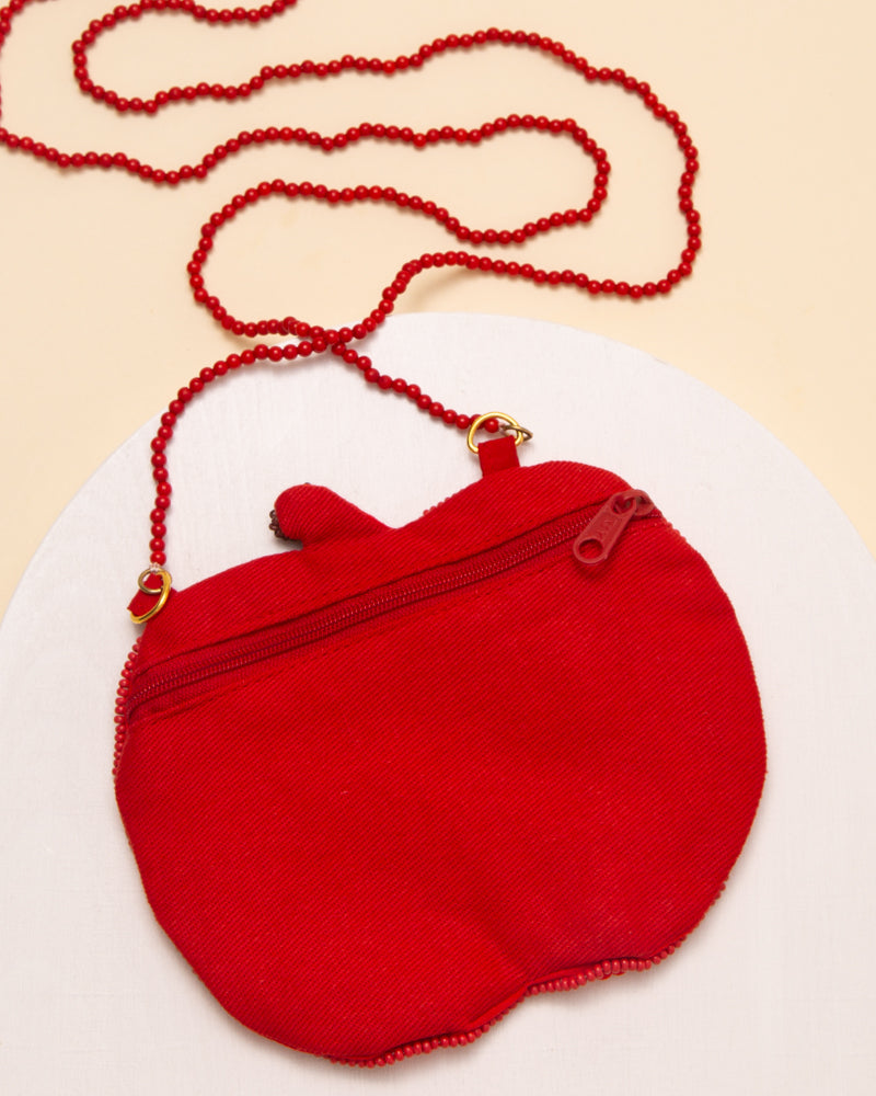 Rose “#1 Teacher” Sequin Beaded Apple Crossbody Bag