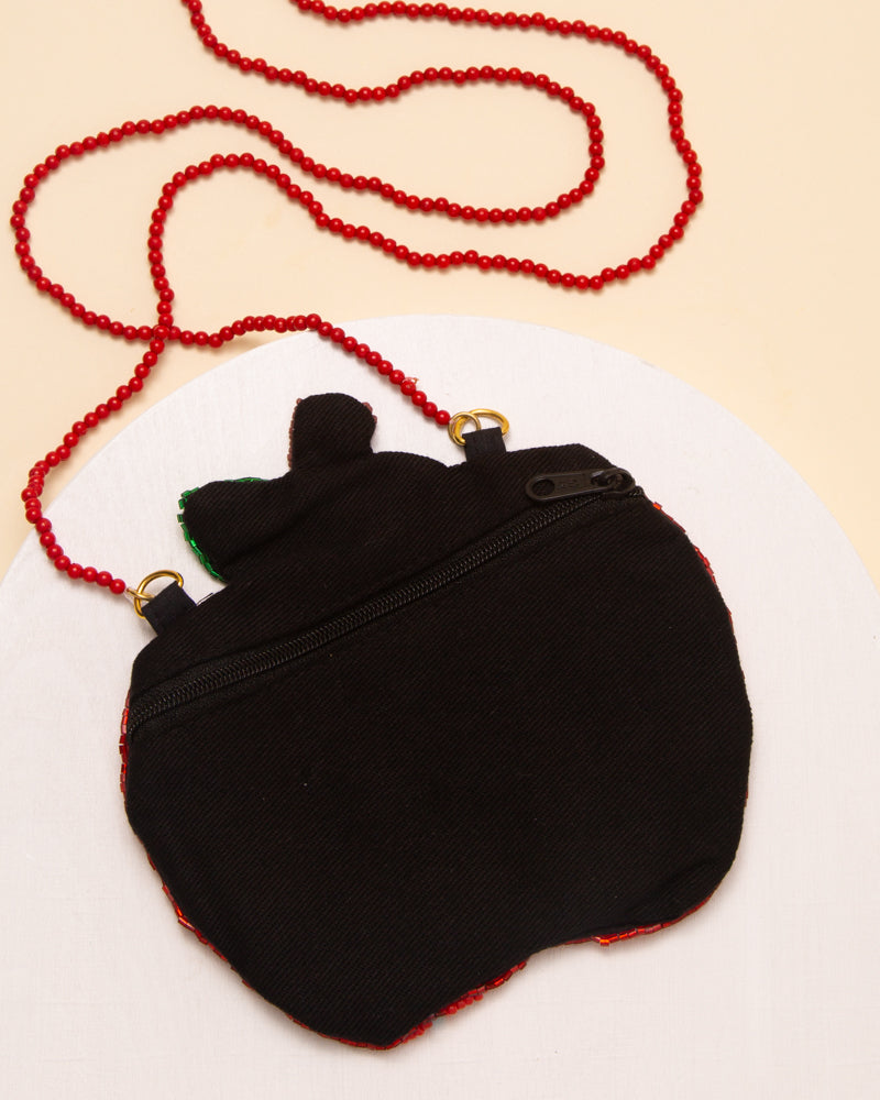 Anna "ABC" Sequin & Seed Beaded Apple Crossbody Bag