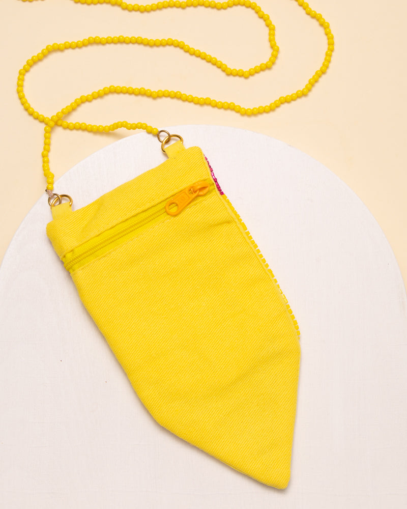 Gretta Sequin & Seed Beaded Crossbody Smiley Pencil Bag