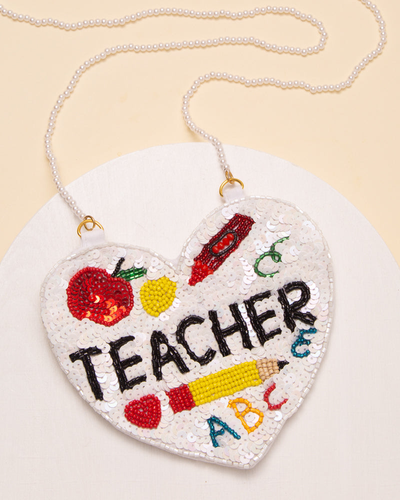 Rhonda "Teacher" Sequins Seed Beaded Heart Crossbody Bag
