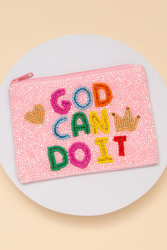 Kiara God Can Do It Seed Beaded Coin Bag