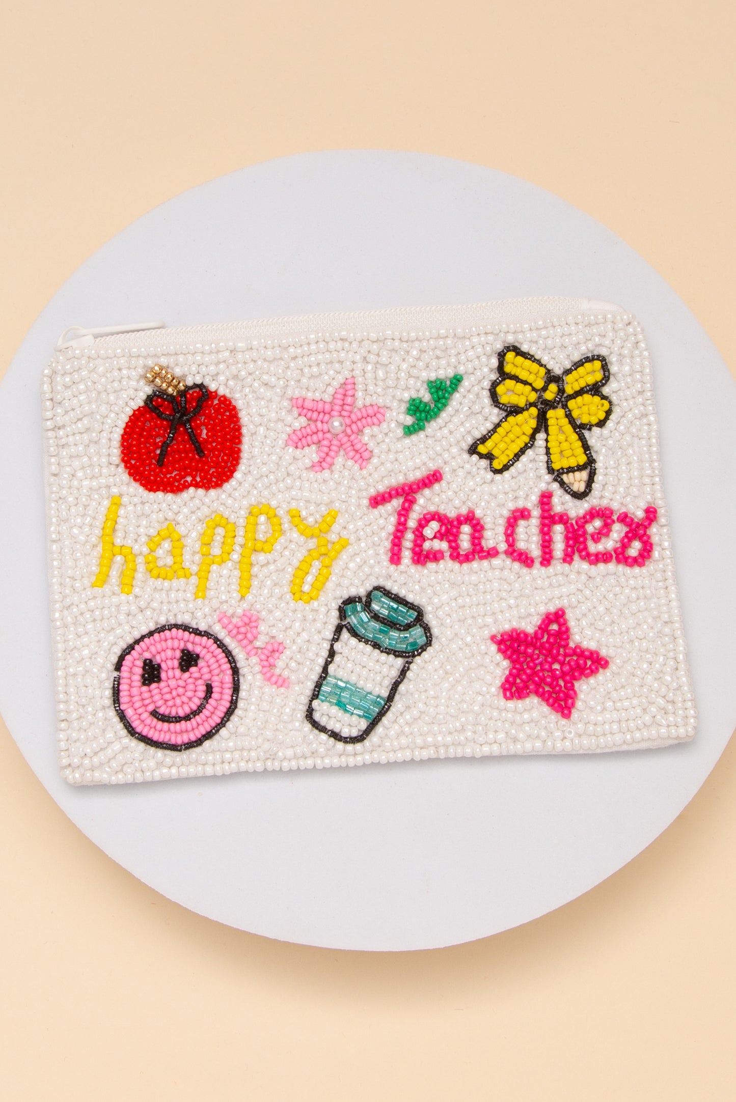 Arianna Happy Teachers Seed Beaded Coin Bag