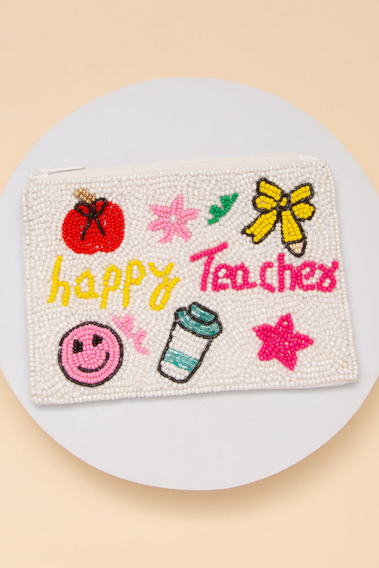 Arianna Happy Teachers Seed Beaded Coin Bag