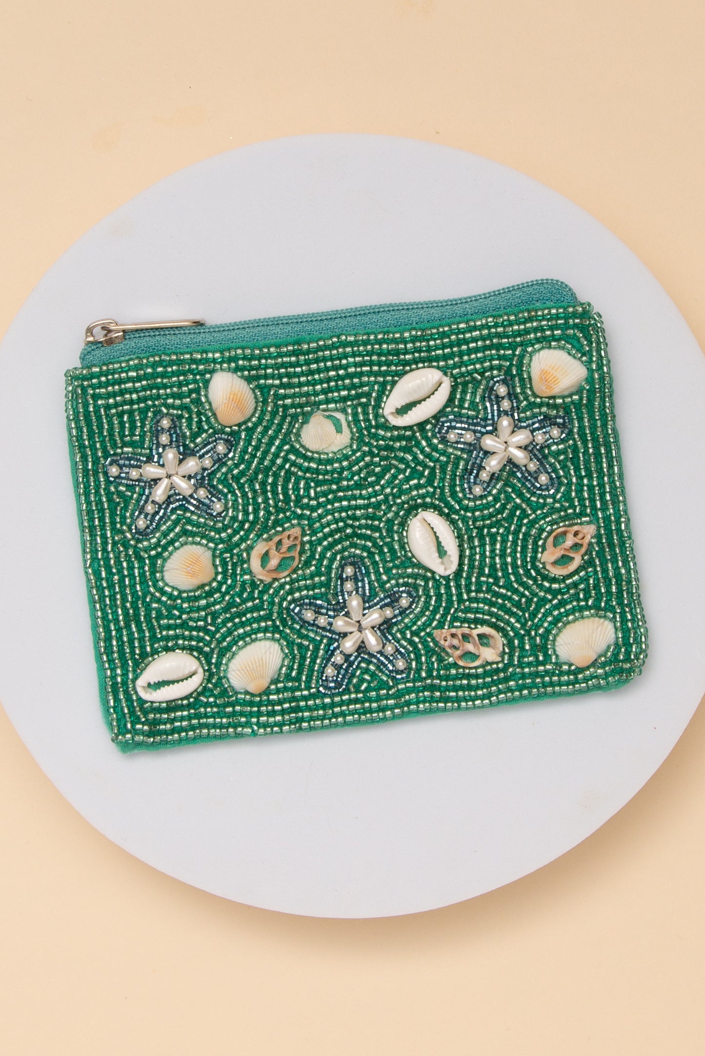 Mackenzie Starfish Turquoise Coin Bag With Seashell Beadwork