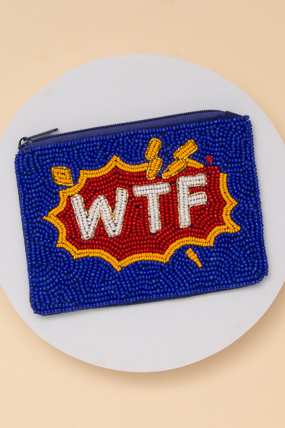 Rosemary WTF Comic Burst Seed Beaded Coin Bag